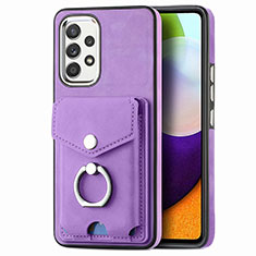 Coque Silicone Gel Motif Cuir Housse Etui SD4 pour Samsung Galaxy A52 4G Violet