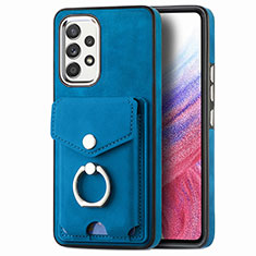 Coque Silicone Gel Motif Cuir Housse Etui SD4 pour Samsung Galaxy A53 5G Bleu