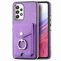 Coque Silicone Gel Motif Cuir Housse Etui SD4 pour Samsung Galaxy A53 5G Violet