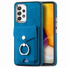 Coque Silicone Gel Motif Cuir Housse Etui SD4 pour Samsung Galaxy A72 5G Bleu