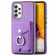 Coque Silicone Gel Motif Cuir Housse Etui SD4 pour Samsung Galaxy A72 5G Violet