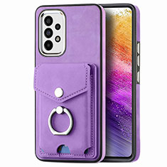 Coque Silicone Gel Motif Cuir Housse Etui SD4 pour Samsung Galaxy A73 5G Violet