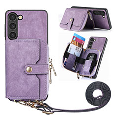 Coque Silicone Gel Motif Cuir Housse Etui SD4 pour Samsung Galaxy S22 5G Violet Clair