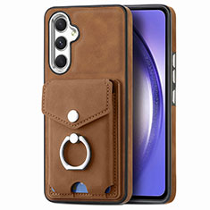 Coque Silicone Gel Motif Cuir Housse Etui SD5 pour Samsung Galaxy A54 5G Marron