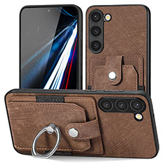 Coque Silicone Gel Motif Cuir Housse Etui SD5 pour Samsung Galaxy S22 5G Marron