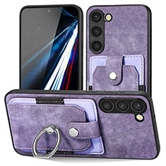 Coque Silicone Gel Motif Cuir Housse Etui SD5 pour Samsung Galaxy S22 Plus 5G Violet Clair