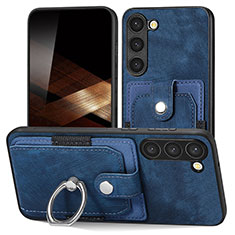 Coque Silicone Gel Motif Cuir Housse Etui SD5 pour Samsung Galaxy S25 5G Bleu