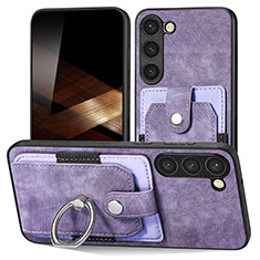 Coque Silicone Gel Motif Cuir Housse Etui SD5 pour Samsung Galaxy S25 Plus 5G Violet Clair