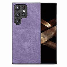 Coque Silicone Gel Motif Cuir Housse Etui SD5 pour Samsung Galaxy S25 Ultra 5G Violet Clair