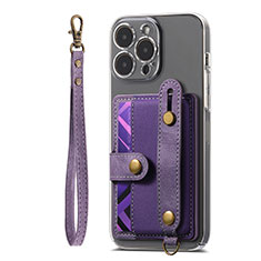 Coque Silicone Gel Motif Cuir Housse Etui SD6 pour Apple iPhone 14 Pro Max Violet