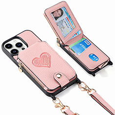 Coque Silicone Gel Motif Cuir Housse Etui SD6 pour Apple iPhone 14 Pro Rose