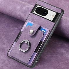 Coque Silicone Gel Motif Cuir Housse Etui SD6 pour Google Pixel 8 5G Violet