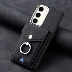 Coque Silicone Gel Motif Cuir Housse Etui SD6 pour Samsung Galaxy S22 Plus 5G Noir