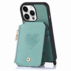 Coque Silicone Gel Motif Cuir Housse Etui SD7 pour Apple iPhone 13 Pro Bleu