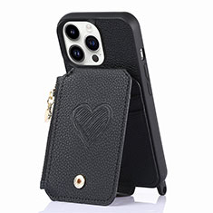 Coque Silicone Gel Motif Cuir Housse Etui SD7 pour Apple iPhone 13 Pro Max Noir