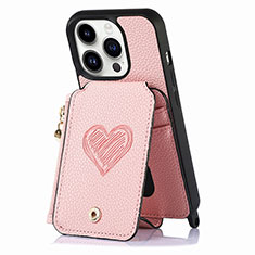 Coque Silicone Gel Motif Cuir Housse Etui SD7 pour Apple iPhone 13 Pro Max Rose