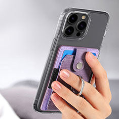 Coque Silicone Gel Motif Cuir Housse Etui SD7 pour Apple iPhone 15 Pro Max Violet