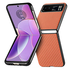 Coque Silicone Gel Motif Cuir Housse Etui SD7 pour Motorola Moto Razr 40 5G Orange