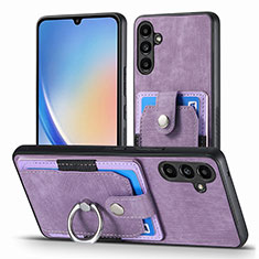 Coque Silicone Gel Motif Cuir Housse Etui SD7 pour Samsung Galaxy A34 5G Violet Clair