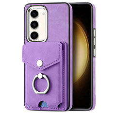 Coque Silicone Gel Motif Cuir Housse Etui SD7 pour Samsung Galaxy S22 5G Violet Clair