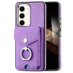 Coque Silicone Gel Motif Cuir Housse Etui SD7 pour Samsung Galaxy S24 5G Violet Clair