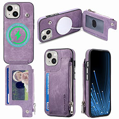 Coque Silicone Gel Motif Cuir Housse Etui SD8 pour Apple iPhone 14 Plus Violet Clair