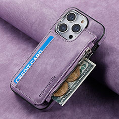 Coque Silicone Gel Motif Cuir Housse Etui SD8 pour Apple iPhone 14 Pro Max Violet Clair