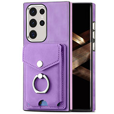 Coque Silicone Gel Motif Cuir Housse Etui SD8 pour Samsung Galaxy S25 Ultra 5G Violet Clair