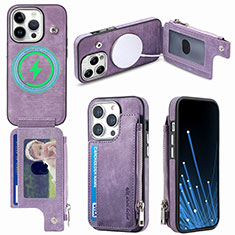 Coque Silicone Gel Motif Cuir Housse Etui SD9 pour Apple iPhone 14 Pro Max Violet Clair