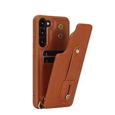 Coque Silicone Gel Motif Cuir Housse Etui SY1 pour Samsung Galaxy S22 Plus 5G Marron