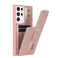 Coque Silicone Gel Motif Cuir Housse Etui SY1 pour Samsung Galaxy S23 Ultra 5G Or Rose