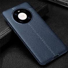 Coque Silicone Gel Motif Cuir Housse Etui U01 pour Huawei Mate 40 Pro Bleu