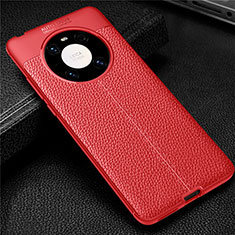 Coque Silicone Gel Motif Cuir Housse Etui U01 pour Huawei Mate 40 Pro Rouge