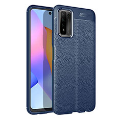 Coque Silicone Gel Motif Cuir Housse Etui WL1 pour Huawei Honor 10X Lite Bleu