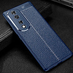 Coque Silicone Gel Motif Cuir Housse Etui WL1 pour Huawei Honor 70 Pro 5G Bleu