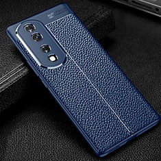 Coque Silicone Gel Motif Cuir Housse Etui WL1 pour Huawei Honor 70 Pro+ Plus 5G Bleu