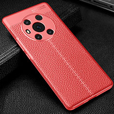 Coque Silicone Gel Motif Cuir Housse Etui WL1 pour Huawei Honor Magic3 5G Rouge