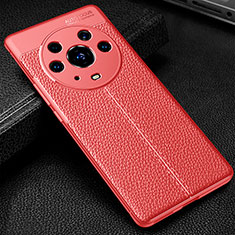 Coque Silicone Gel Motif Cuir Housse Etui WL1 pour Huawei Honor Magic3 Pro 5G Rouge