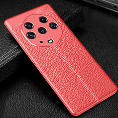 Coque Silicone Gel Motif Cuir Housse Etui WL1 pour Huawei Honor Magic3 Pro+ Plus 5G Rouge