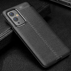 Coque Silicone Gel Motif Cuir Housse Etui WL1 pour OnePlus 9 5G Noir