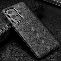 Coque Silicone Gel Motif Cuir Housse Etui WL1 pour OnePlus 9 Pro 5G Noir