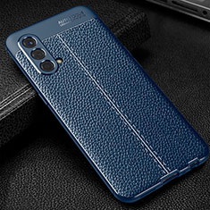 Coque Silicone Gel Motif Cuir Housse Etui WL1 pour OnePlus Nord CE 5G Bleu