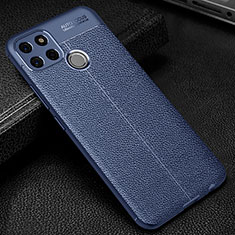 Coque Silicone Gel Motif Cuir Housse Etui WL1 pour Realme 7i RMX2193 Bleu