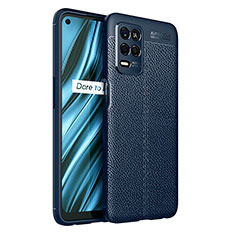 Coque Silicone Gel Motif Cuir Housse Etui WL1 pour Realme 8s 5G Bleu