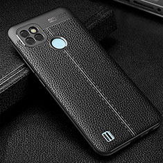 Coque Silicone Gel Motif Cuir Housse Etui WL1 pour Realme C25Y India Noir