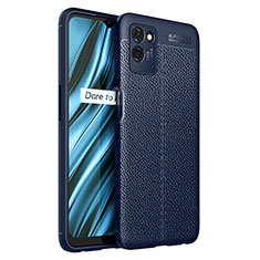 Coque Silicone Gel Motif Cuir Housse Etui WL1 pour Realme V11 5G Bleu