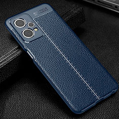 Coque Silicone Gel Motif Cuir Housse Etui WL1 pour Realme V25 5G Bleu