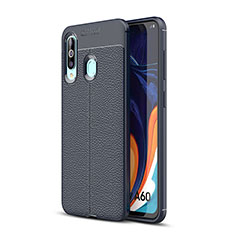 Coque Silicone Gel Motif Cuir Housse Etui WL1 pour Samsung Galaxy A60 Bleu