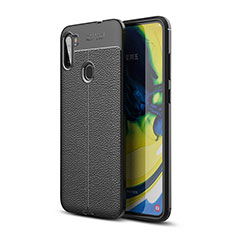 Coque Silicone Gel Motif Cuir Housse Etui WL1 pour Samsung Galaxy M11 Noir