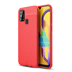 Coque Silicone Gel Motif Cuir Housse Etui WL1 pour Samsung Galaxy M31 Prime Edition Rouge
